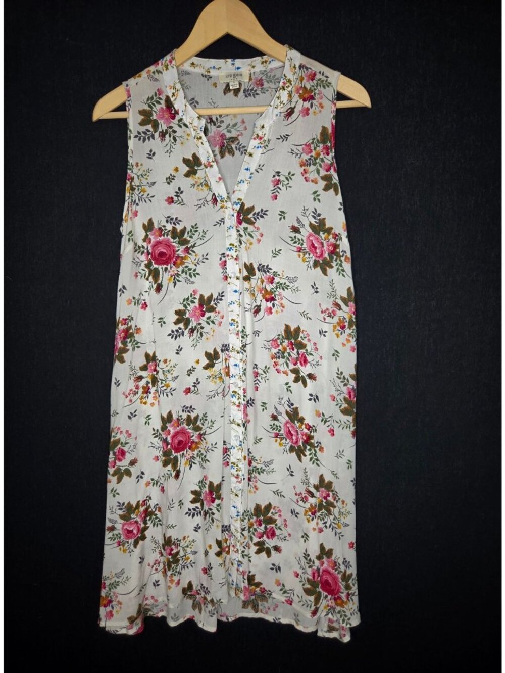💙 Umgee USA Floral Button Front Sleeveless Midi Dress Size S/M Cottagecore Boho